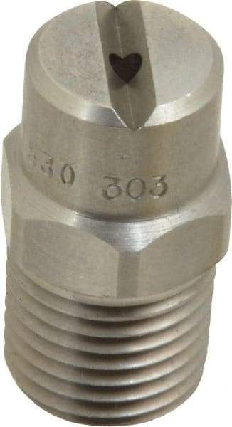 Bete Fog Nozzle - 1/4" Pipe, 30° Spray Angle, Grade 303 Stainless Steel, Standard Fan Nozzle - Male Connection, 2.37 Gal per min at 100 psi, 3/32" Orifice Diam - Americas Industrial Supply