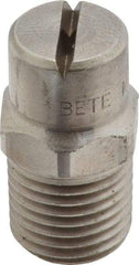 Bete Fog Nozzle - 1/4" Pipe, 90° Spray Angle, Grade 303 Stainless Steel, Standard Fan Nozzle - Male Connection, 2.37 Gal per min at 100 psi, 3/32" Orifice Diam - Americas Industrial Supply