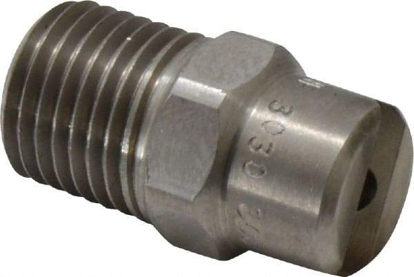 Bete Fog Nozzle - 1/4" Pipe, 30° Spray Angle, Grade 303 Stainless Steel, Standard Fan Nozzle - Male Connection, 4.74 Gal per min at 100 psi, 0.141" Orifice Diam - Americas Industrial Supply
