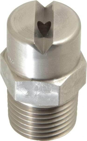 Bete Fog Nozzle - 1/2" Pipe, 65° Spray Angle, Grade 303 Stainless Steel, Standard Fan Nozzle - Male Connection, 9.49 Gal per min at 100 psi, 0.186" Orifice Diam - Americas Industrial Supply
