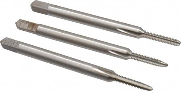 Interstate - #2-56 UNC, 3 Flute, Bottoming, Plug & Taper, Bright Finish, High Speed Steel Tap Set - 1-3/4" OAL, 7/16" Thread Length - Americas Industrial Supply