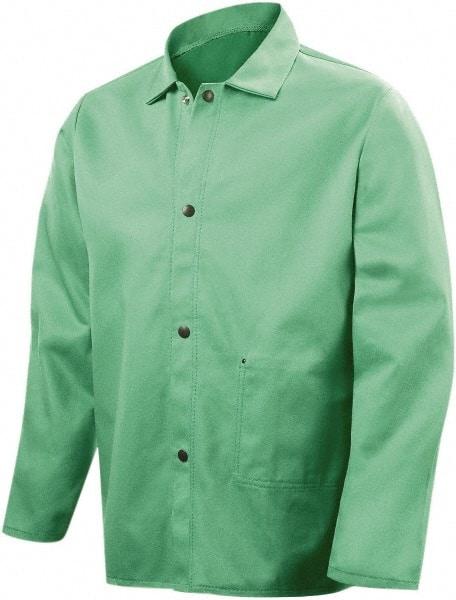 Steiner - Size 2XL Welding & Flame Resistant/Retardant Jacket - Green, Cotton, Snaps Closure, 56 to 58" Chest - Americas Industrial Supply