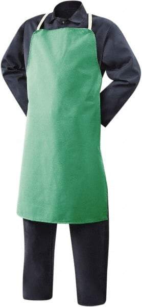 Steiner - 24 x 36" Flame Resistant/Retardant & Welding Bib Apron - Cotton, 10 oz Material, Green, 0 Pockets, Tie Waist & Neck Strap Closure, Flame Resistant - Americas Industrial Supply