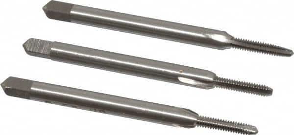 Interstate - #2-56 UNC, 3 Flute, Bottoming, Plug & Taper, Bright Finish, High Speed Steel Tap Set - Right Hand Cut, 1-3/4" OAL, 7/16" Thread Length - Americas Industrial Supply