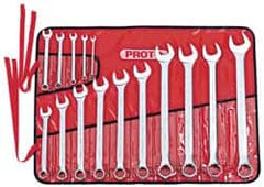 Proto - 15 Piece, 7mm to 32mm, Combination Wrench Set - Metric Measurement Standard, Satin Finish, Comes in Canvas Roll - Americas Industrial Supply