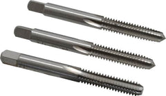 Interstate - 1/4-20 UNC, 4 Flute, Bottoming, Plug & Taper, Bright Finish, High Speed Steel Tap Set - Right Hand Cut, 2-1/2" OAL, 1" Thread Length - Americas Industrial Supply