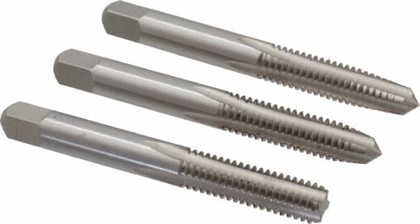 Interstate - 5/16-18 UNC, 4 Flute, Bottoming, Plug & Taper, Bright Finish, High Speed Steel Tap Set - Right Hand Cut, 2-23/32" OAL, 1" Thread Length - Americas Industrial Supply