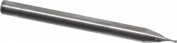 RobbJack - 0.022", 0.033" LOC, 1/8" Shank Diam, 1-1/2" OAL, 2 Flute, Solid Carbide Square End Mill - Single End, Uncoated, Spiral Flute, 30° Helix, Centercutting, Right Hand Cut, Right Hand Flute, Series SS-2 - Americas Industrial Supply