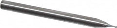 RobbJack - 0.022", 0.033" LOC, 1/8" Shank Diam, 1-1/2" OAL, 2 Flute, Solid Carbide Square End Mill - Single End, Uncoated, Spiral Flute, 30° Helix, Centercutting, Right Hand Cut, Right Hand Flute, Series SS-2 - Americas Industrial Supply