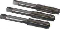 Interstate - 7/16-14 UNC, 4 Flute, Bottoming, Plug & Taper, Bright Finish, High Speed Steel Tap Set - Right Hand Cut, 3-5/32" OAL, 1-7/16" Thread Length - Exact Industrial Supply