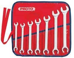 Proto - 7 Piece, 3/8" to 3/4", 12 Point Flare Nut Wrench Set - Inch Measurement Standard, Satin Finish, Comes in Pouch - Americas Industrial Supply