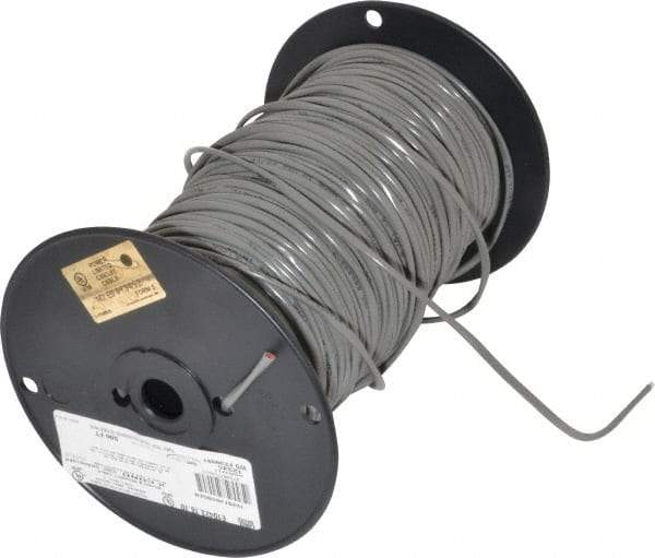 Made in USA - 16 AWG, 2 Strand, 500' OAL, Hook Up Wire - Gray Jacket - Americas Industrial Supply