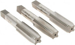 Interstate - 3/4-10 UNC, 4 Flute, Bottoming, Plug & Taper, Bright Finish, High Speed Steel Tap Set - Right Hand Cut, 4-1/4" OAL, 2" Thread Length - Americas Industrial Supply