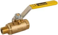 Parker - 3/8" Pipe, Brass Standard Ball Valve - 2 Piece, Inline - One Way Flow, MNPT x FNPT Ends, Lever Handle, 600 WOG, 150 WSP - Americas Industrial Supply