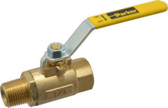 Parker - 1/2" Pipe, Brass Standard Ball Valve - 2 Piece, Inline - One Way Flow, MNPT x FNPT Ends, Lever Handle, 600 WOG, 150 WSP - Americas Industrial Supply