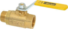 Parker - 3/4" Pipe, Brass Standard Ball Valve - 2 Piece, Inline - One Way Flow, MNPT x FNPT Ends, Lever Handle, 600 WOG, 150 WSP - Americas Industrial Supply
