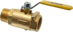 Parker - 1" Pipe, Brass Standard Ball Valve - 2 Piece, Inline - One Way Flow, MNPT x FNPT Ends, Lever Handle, 600 WOG, 150 WSP - Americas Industrial Supply