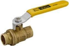 Parker - 1" Pipe, Brass Standard Ball Valve - 2 Piece, Inline - One Way Flow, Soldered x Soldered Ends, Lever Handle, 600 WOG, 150 WSP - Americas Industrial Supply