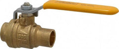 Parker - 1/2" Pipe, Brass Standard Ball Valve - 2 Piece, Inline - One Way Flow, Soldered x Soldered Ends, Lever Handle, 600 WOG, 150 WSP - Americas Industrial Supply