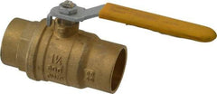 Parker - 1-1/4" Pipe, Brass Standard Ball Valve - 2 Piece, Inline - One Way Flow, Soldered x Soldered Ends, Lever Handle, 600 WOG, 150 WSP - Americas Industrial Supply