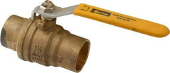 Parker - 1-1/2" Pipe, Brass Standard Ball Valve - 2 Piece, Inline - One Way Flow, Soldered x Soldered Ends, Lever Handle, 600 WOG, 150 WSP - Americas Industrial Supply