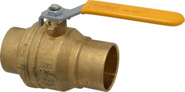 Parker - 2" Pipe, Brass Standard Ball Valve - 2 Piece, Inline - One Way Flow, Soldered x Soldered Ends, Lever Handle, 600 WOG, 150 WSP - Americas Industrial Supply