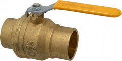 Parker - 2" Pipe, Brass Standard Ball Valve - 2 Piece, Inline - One Way Flow, Soldered x Soldered Ends, Lever Handle, 600 WOG, 150 WSP - Americas Industrial Supply