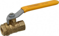 Parker - 1/4" Pipe, Brass Standard Ball Valve - 2 Piece, Inline - One Way Flow, FNPT x FNPT Ends, Lever Handle, 600 WOG, 150 WSP - Americas Industrial Supply