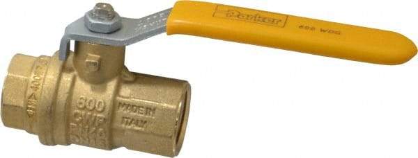 Parker - 1/2" Pipe, Brass Standard Ball Valve - 2 Piece, Inline - One Way Flow, FNPT x FNPT Ends, Lever Handle, 600 WOG, 150 WSP - Americas Industrial Supply