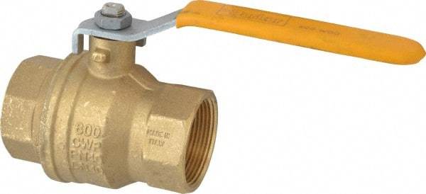 Parker - 1-1/2" Pipe, Brass Standard Ball Valve - 2 Piece, Inline - One Way Flow, FNPT x FNPT Ends, Lever Handle, 600 WOG, 150 WSP - Americas Industrial Supply