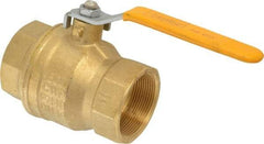 Parker - 2" Pipe, Brass Standard Ball Valve - 2 Piece, Inline - One Way Flow, FNPT x FNPT Ends, Lever Handle, 600 WOG, 150 WSP - Americas Industrial Supply