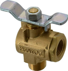 Parker - 3/8" Pipe, Brass Standard Ball Valve - 2 Piece, Right Angle, MNPT x FNPT Ends, Tee Handle, 250 WOG, 150 WSP - Americas Industrial Supply