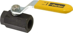 Parker - 3/8" Pipe, Carbon Steel Standard Ball Valve - 2 Piece, Inline - One Way Flow, FNPT x FNPT Ends, Lever Handle, 2,000 WOG, 150 WSP - Americas Industrial Supply