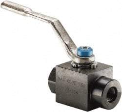 Parker - 3/8" Pipe, Carbon Steel Standard Ball Valve - 2 Piece, Inline - One Way Flow, SAE x SAE Ends, Lever Handle, 6,000 WOG, 150 WSP - Americas Industrial Supply