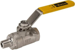Parker - 1/4" Pipe, Full Port, Stainless Steel Standard Ball Valve - 2 Piece, Inline - One Way Flow, MNPT x FNPT Ends, Lever Handle, 2,000 WOG, 150 WSP - Americas Industrial Supply