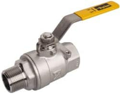 Parker - 1" Pipe, Full Port, Stainless Steel Standard Ball Valve - 2 Piece, Inline - One Way Flow, MNPT x FNPT Ends, Lever Handle, 2,000 WOG, 150 WSP - Americas Industrial Supply