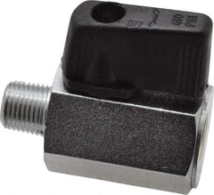 Midwest Control - 1/2" Pipe, Brass Miniature Ball Valve - Inline - One Way Flow, MNPT x FNPT Ends, Wedge Handle, 450 WOG - Americas Industrial Supply