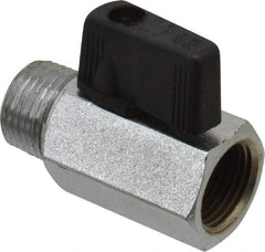 Value Collection - 3/8" Pipe, Brass Miniature Ball Valve - Inline - One Way Flow, MNPT x FNPT Ends, Wedge Handle, 450 WOG - Americas Industrial Supply
