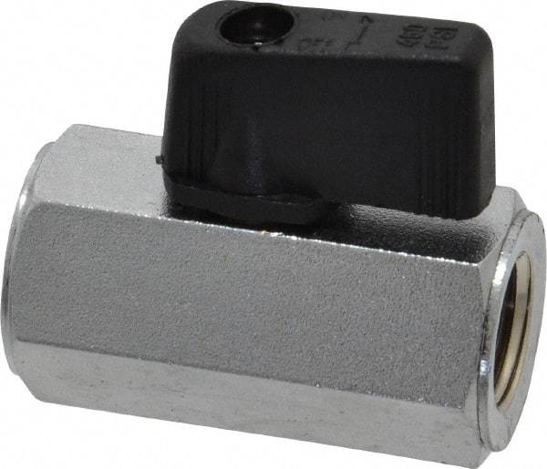 Value Collection - 1/4" Pipe, Brass Miniature Ball Valve - Inline - One Way Flow, FNPT x FNPT Ends, Wedge Handle, 450 WOG - Americas Industrial Supply