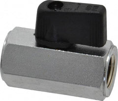 Value Collection - 1/4" Pipe, Brass Miniature Ball Valve - Inline - One Way Flow, FNPT x FNPT Ends, Wedge Handle, 450 WOG - Americas Industrial Supply