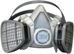 3M - Size L, Thermoplastic Elastomer, Half Mask Facepiece Respirator Assembly - Protection from Organic Vapor, 4 Point Suspension - Americas Industrial Supply