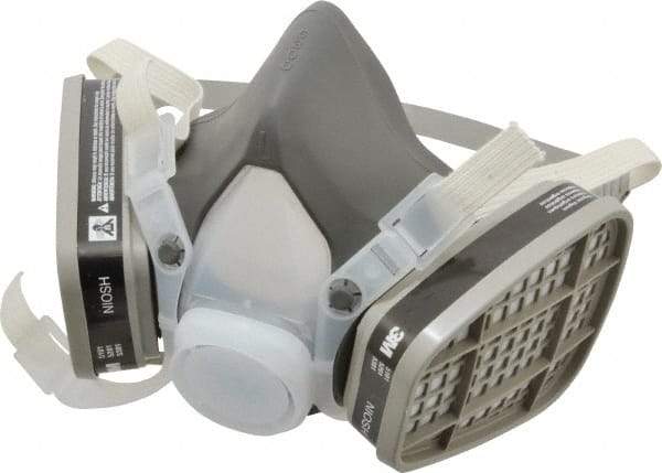 3M - Size L, Thermoplastic Elastomer, Half Mask Facepiece Respirator Assembly - Protection from Organic Vapor, 4 Point Suspension - Americas Industrial Supply