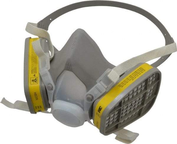 3M - Size M, Thermoplastic Elastomer, Half Mask Facepiece Respirator Assembly - Protection from Organic Vapor, 4 Point Suspension - Americas Industrial Supply