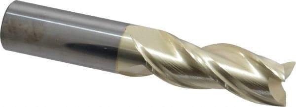 Accupro - 5/8", 1-5/8" LOC, 5/8" Shank Diam, 3-1/2" OAL, 3 Flute, Solid Carbide Square End Mill - Single End, ZrN Finish, Spiral Flute, Variable° Helix, Centercutting, Right Hand Cut, Right Hand Flute - Americas Industrial Supply