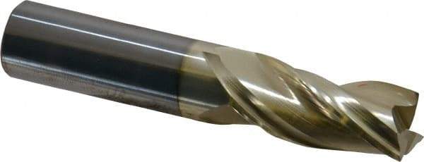 Accupro - 3/4", 1-5/8" LOC, 3/4" Shank Diam, 4" OAL, 3 Flute, Solid Carbide Square End Mill - Single End, ZrN Finish, Spiral Flute, Variable° Helix, Centercutting, Right Hand Cut, Right Hand Flute - Americas Industrial Supply