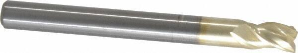 Accupro - 1/4", 3/8" LOC, 1/4" Shank Diam, 2-1/2" OAL, 3 Flute, Solid Carbide Square End Mill - Single End, ZrN Finish, Spiral Flute, Variable° Helix, Centercutting, Right Hand Cut, Right Hand Flute - Americas Industrial Supply