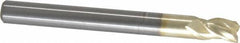 Accupro - 1/4", 3/8" LOC, 1/4" Shank Diam, 2-1/2" OAL, 3 Flute, Solid Carbide Square End Mill - Single End, ZrN Finish, Spiral Flute, Variable° Helix, Centercutting, Right Hand Cut, Right Hand Flute - Americas Industrial Supply