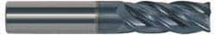 Accupro - 3/16", 3/4" LOC, 3/16" Shank Diam, 3" OAL, 4 Flute, Solid Carbide Square End Mill - Single End, AlTiN Finish, Spiral Flute, Variable° Helix, Centercutting, Right Hand Cut, Right Hand Flute - Americas Industrial Supply