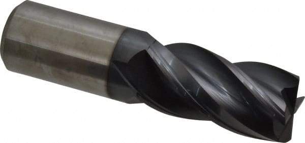 Accupro - 1", 4 Flute, Single End, Solid Carbide, Corner Chamfer End Mill - 4" OAL, Right Hand Flute, 2" LOC, Right Hand Cut - Americas Industrial Supply