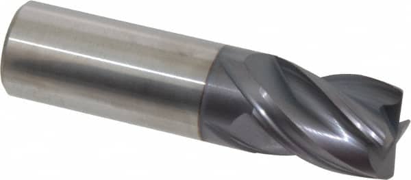 Accupro - 3/4", 4 Flute, Single End, Solid Carbide, Corner Chamfer End Mill - 3" OAL, Right Hand Flute, 1" LOC, Right Hand Cut - Americas Industrial Supply